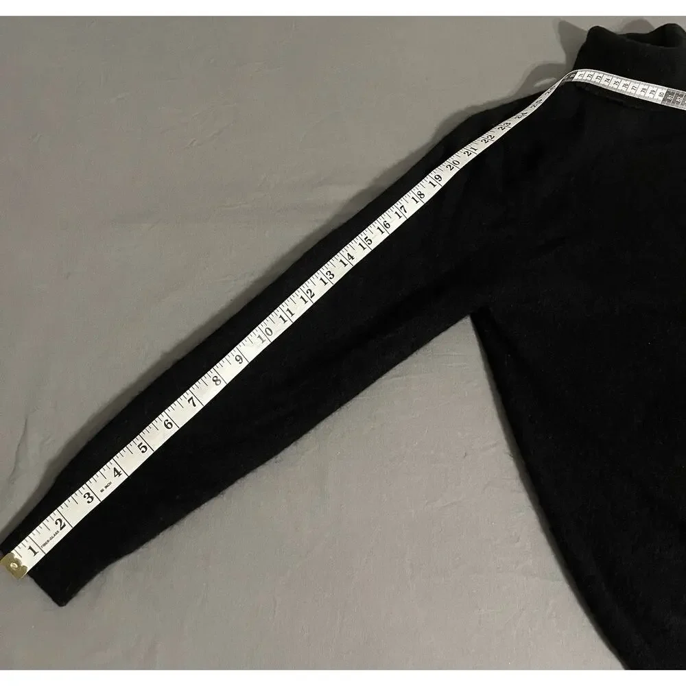 Bloomingdales Mens L Black 100% Cashmere Turtleneck Sweater Mock Neck
